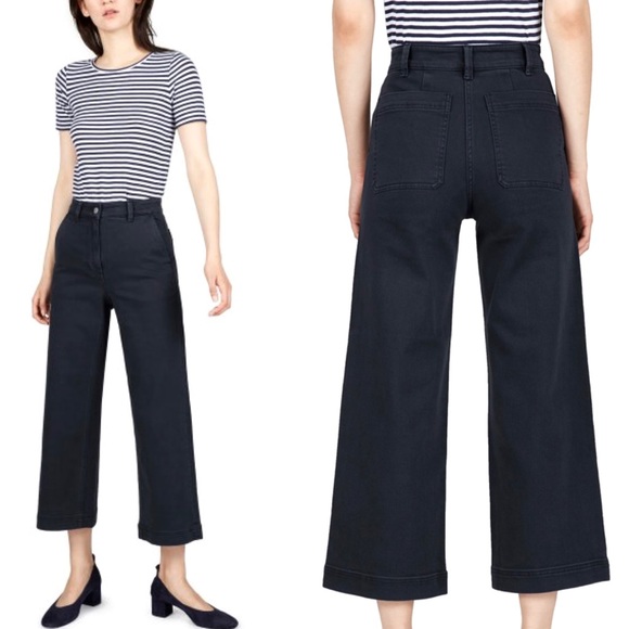 Everlane Pants - NEW Everlane Wide Leg Crop Pant Navy Blue Size 4